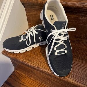 On Running Blue and White Sneakers with Breathable Fabric